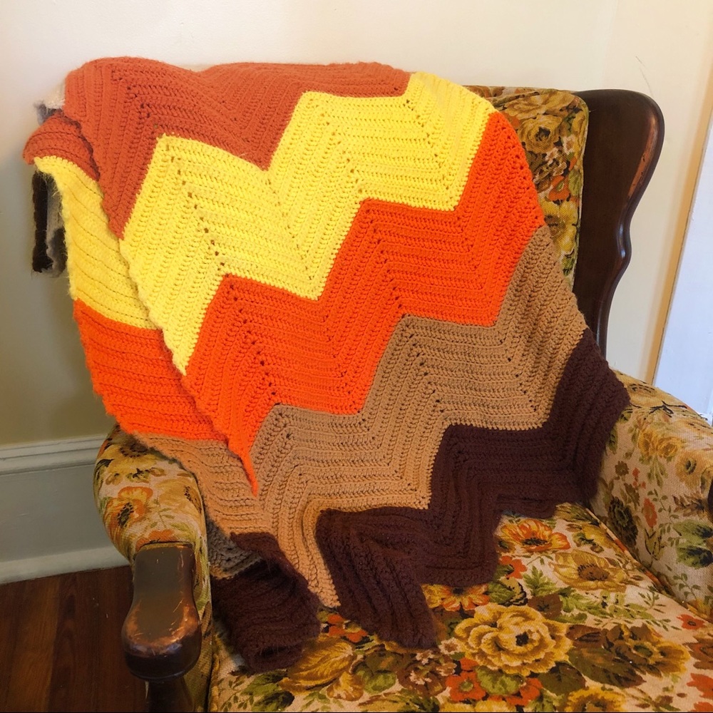 70’s Afghan Knitted Blanket